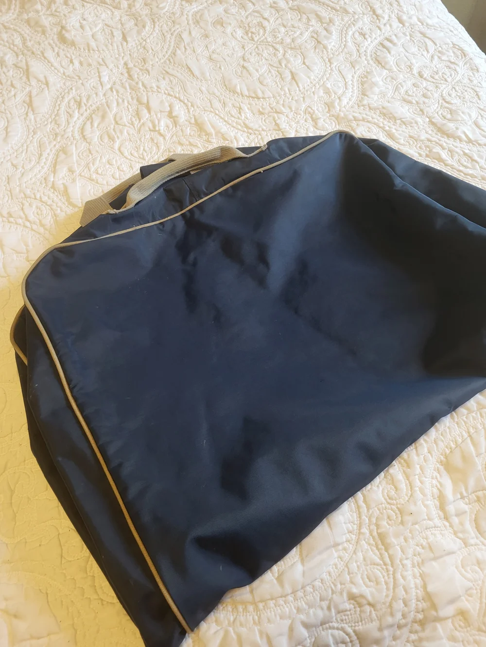 Land’s End Blue Garment Bag Travel Nylon Canvas Zip front ID Tag